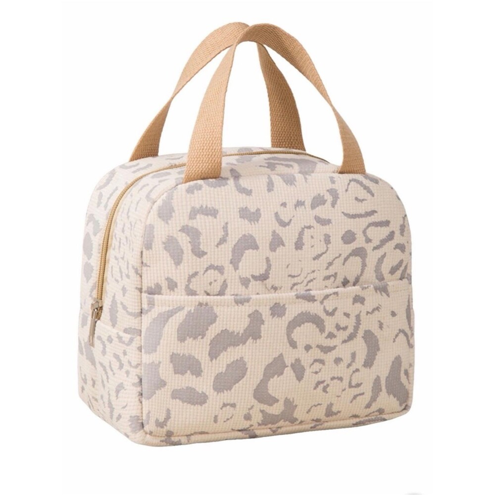 Leopard Print Insulated Lunch Bag - Beige/Taupe, Preowned